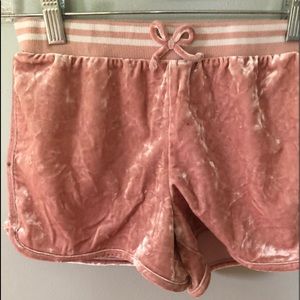 Pink velour skater shorts